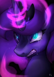 Size: 2894x4093 | Tagged: safe, artist:hosikawa, imported from derpibooru, nightmare moon, princess luna, alicorn, pony, absurd resolution, angry, corrupted, crying, female, mare, nightmare luna, slit eyes, slit pupils, solo