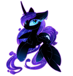 Size: 2017x2091 | Tagged: safe, artist:magnaluna, imported from derpibooru, nightmare moon, princess luna, alicorn, pony, alternate design, cheek fluff, chest fluff, constellation, curved horn, cute, ear fluff, ethereal mane, female, floppy ears, galaxy mane, high res, horn, leg fluff, looking at you, lunabetes, mare, moonabetes, nightmare luna, prone, simple background, solo, spread wings, transparent background, wings