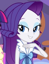 Size: 470x617 | Tagged: safe, imported from derpibooru, screencap, rarity, twilight sparkle, equestria girls, rainbow rocks, bedroom eyes, cropped, female, solo focus