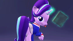 Size: 1920x1080 | Tagged: safe, artist:flushthebatsanta, imported from derpibooru, starlight glimmer, pony, unicorn, 3d, book, clothes, cute, source filmmaker, tongue out