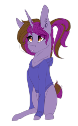 Size: 869x1401 | Tagged: safe, artist:symphstudio, artist:xxmissteaxx, imported from derpibooru, oc, oc only, oc:symphony diamond, pony, unicorn, clothes, female, mare, simple background, sitting, solo, transparent background