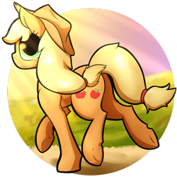 Size: 2700x2700 | Tagged: safe, artist:greenpidge, imported from derpibooru, applejack, earth pony, pony, female, mare, simple background, solo, transparent background, trotting, underhoof, wavy mouth