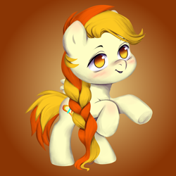 Size: 3000x3000 | Tagged: safe, artist:vitalspark, imported from derpibooru, oc, oc only, oc:little flame, pegasus, pony, base used, braid, chibi, solo