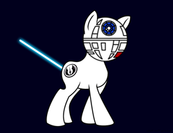 Size: 900x695 | Tagged: safe, artist:vitalspark, imported from derpibooru, oc, oc only, oc:death star, pony, death star, lightsaber, may the fourth be with you, simple background, solo, star wars, weapon