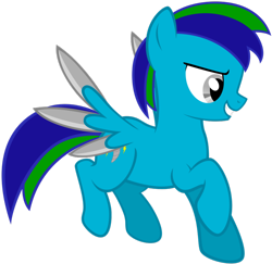 Size: 906x882 | Tagged: artist needed, safe, artist:scourge707, imported from derpibooru, oc, oc only, oc:dark rainbow, pegasus, pony, simple background, smiling, solo, transparent background
