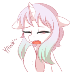 Size: 1182x1173 | Tagged: safe, artist:verawitch, deleted from derpibooru, imported from derpibooru, oc, oc only, oc:reverie, pony, cute, female, floppy ears, mare, simple background, solo, white background, yawn