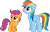 Size: 1126x710 | Tagged: artist needed, source needed, safe, imported from derpibooru, rainbow dash, scootaloo, pegasus, pony, blank flank, female, filly, foal, folded wings, looking up, mare, simple background, transparent background, vector, wings