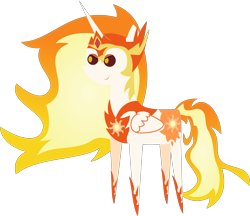 Size: 2593x2238 | Tagged: safe, artist:sketchmcreations, imported from derpibooru, daybreaker, alicorn, pony, a royal problem, diabreaker, female, fire, mane of fire, pointy ponies, simple background, smiling, solo, transparent background