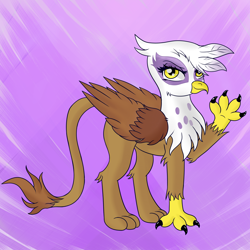 Size: 2000x2000 | Tagged: safe, artist:fluttershy-wins, imported from derpibooru, gilda, griffon, female, looking at you, simple background, solo, waving