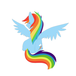 Size: 2000x2000 | Tagged: safe, artist:fantasystaples, imported from derpibooru, rainbow dash, pegasus, pony, backwards cutie mark, eyes closed, female, mare, rear view, simple background, solo, spread wings, transparent background, wings