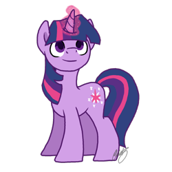 Size: 1000x1000 | Tagged: safe, artist:libbythekautz, imported from derpibooru, twilight sparkle, pony, unicorn, female, glowing horn, magic, mare, simple background, smiling, solo, transparent background