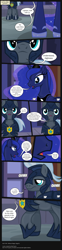 Size: 3295x13389 | Tagged: safe, artist:perfectblue97, imported from derpibooru, princess luna, alicorn, pony, comic:without magic, absurd resolution, canterlot, comic, front view, looking at you, night guard, walking