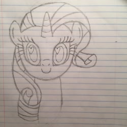 Size: 1024x1024 | Tagged: safe, artist:whobawhats, imported from derpibooru, rarity, pony, female, heart eyes, lined paper, pencil drawing, solo, traditional art, wingding eyes