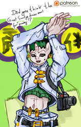 Size: 814x1280 | Tagged: safe, artist:smudge proof, imported from derpibooru, oc, oc only, anthro, camera, diamond is unbreakable, fabulous, jojo pose, jojo's bizarre adventure, patreon, patreon logo, rohan kishibe