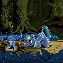 Size: 1024x1024 | Tagged: safe, artist:ba2sairus, imported from derpibooru, oc, oc only, pegasus, pony, flower, forest, poison joke, poison joke field, solo