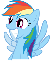 Size: 3664x4460 | Tagged: safe, artist:aeropegasus, imported from derpibooru, rainbow dash, pegasus, pony, absurd resolution, cute, dashabetes, female, grin, high res, mare, simple background, smiling, solo, spread wings, transparent background, vector, wings