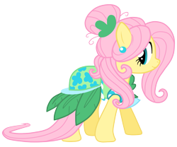 Size: 1323x1100 | Tagged: safe, artist:jennieoo, imported from derpibooru, fluttershy, pegasus, pony, green isn't your color, alternate hairstyle, clothes, dress, female, hair bun, mare, show accurate, simple background, solo, transparent background, vector, vector trace