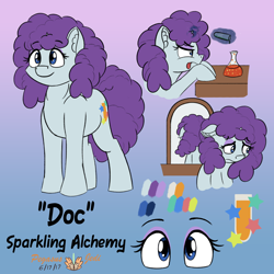 Size: 2000x2000 | Tagged: safe, artist:floofyfoxcomics, imported from derpibooru, oc, oc only, oc:sparkling alchemy, pony, unicorn, female, high res, magic, mare, reference sheet, solo