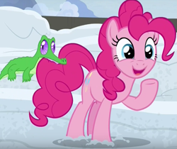 Size: 993x833 | Tagged: safe, imported from derpibooru, screencap, gummy, pinkie pie, pony, not asking for trouble, discovery family logo