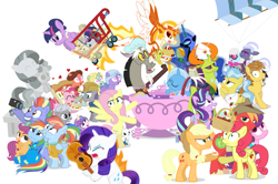 Size: 1182x785 | Tagged: safe, artist:dm29, imported from derpibooru, angel bunny, applejack, big macintosh, bow hothoof, chipcutter, daybreaker, discord, doctor fauna, feather bangs, fluttershy, hoity toity, maud pie, nightmare moon, photo finish, pinkie pie, princess flurry heart, rainbow dash, rarity, scootaloo, starlight glimmer, strawberry sunrise, sugar belle, sweetie belle, thorax, trixie, twilight sparkle, whammy, wild fire, windy whistles, alicorn, changedling, changeling, pony, a flurry of emotions, a royal problem, all bottled up, celestial advice, fluttershy leans in, forever filly, hard to say anything, honest apple, rock solid friendship, anger magic, ballerina, basket, bottled rage, camera, cinnamon nuts, clothes, cup, equestrian pink heart of courage, female, food, guitar, hat, heart, heart eyes, helmet, hug, jalapeno red velvet omelette cupcakes, king thorax, kite, magic, male, mining helmet, pancakes, pineapple, pizza costume, pizza head, rainbow dash's parents, reformed four, shipping, shopping cart, shower cap, simple background, statue, stingbush seed pods, straight, strawberry, sugarmac, teacup, that pony sure does love kites, that pony sure does love teacups, the meme continues, the story so far of season 7, this isn't even my final form, tutu, twilarina, twilight sparkle (alicorn), uniform, wall of tags, white background, windyhoof, wingding eyes, wonderbolts uniform