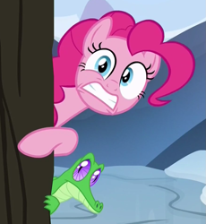 Size: 877x955 | Tagged: safe, imported from derpibooru, screencap, gummy, pinkie pie, pony, not asking for trouble, cropped