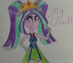 Size: 962x830 | Tagged: safe, artist:dncsamsonart, artist:malevolentsamson, artist:psygcosis507, imported from derpibooru, aria blaze, equestria girls, crown, female, jewelry, regalia, solo, traditional art