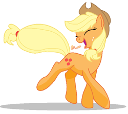 Size: 572x511 | Tagged: safe, artist:castelainmlp, imported from derpibooru, applejack, earth pony, pony, eyes closed, female, mare, smiling, solo