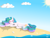 Size: 2048x1536 | Tagged: safe, artist:darkdabula, imported from derpibooru, princess celestia, alicorn, pony, beach, female, glasses, prone, seashell, solo, sun, sunglasses