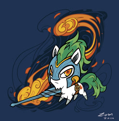 Size: 800x814 | Tagged: safe, artist:ziom05, imported from derpibooru, oc, oc only, pony, belt, belt buckle, fire, helmet, lance, solo, warrior, weapon