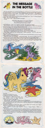 Size: 537x1509 | Tagged: safe, imported from derpibooru, firefly, majesty, seashell (g1), seaspray (g1), skydancer, twilight, alicorn, pixie, pony, starfish, comic:my little pony (g1), artist error, boat, coat markings, facial markings, female, g1, island, king neptune, marooned, message in a bottle, ocean, official, pippin, playing, rescue, sos, spot the alicorn, star (coat marking), story, surf dancer, surfdancer, the message in the bottle, twirled her magic horn, wave