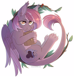 Size: 2888x3000 | Tagged: safe, artist:fensu-san, imported from derpibooru, oc, oc only, oc:shadowgale, hybrid, original species, pony, female, simple background, solo, white background, wings