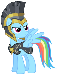 Size: 3796x5000 | Tagged: safe, artist:jennieoo, imported from derpibooru, commander hurricane, rainbow dash, pegasus, pony, hearth's warming eve (episode), absurd resolution, armor, clothes, costume, female, helmet, mare, show accurate, simple background, solo, transparent background, vector, vector trace