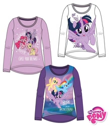 Size: 1300x1500 | Tagged: safe, imported from derpibooru, fluttershy, pinkie pie, rainbow dash, twilight sparkle, alicorn, pony, my little pony: the movie, chase your dreams, clothes, dare to discover, merchandise, my little pony logo, say yes to adventure!, shirt, t-shirt, twilight sparkle (alicorn)