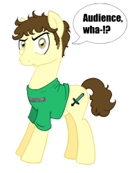 Size: 2500x3333 | Tagged: safe, artist:nicolasnsane, artist:peachpalette, edit, imported from derpibooru, pony, .psd available, crossover, dialogue, minecraft, ponified, request, simple background, speech bubble, sword, tobuscus, toby turner, trace, transparent background, weapon, youtube, youtuber