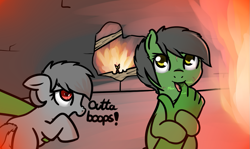 Size: 1101x657 | Tagged: safe, artist:neuro, imported from derpibooru, oc, oc only, oc:anon, earth pony, human, pony, undead, zombie, zombie pony, adorable distress, boop, colored pupils, cute, female, filly, fire, floppy ears, hand, heart eyes, holding a pony, hug, licking, looking at you, mare, mlem, nom, nose wrinkle, offscreen character, open mouth, pov, prone, scar, sucking, tongue out, wingding eyes