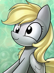 Size: 540x718 | Tagged: safe, artist:dori-to, imported from derpibooru, part of a set, derpy hooves, pegasus, pony, abstract background, bubble, female, smiling, solo