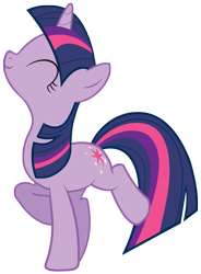 Size: 2520x3430 | Tagged: safe, artist:mihaaaa, imported from derpibooru, twilight sparkle, pony, unicorn, party of one, cute, dancing, eyes closed, female, mare, simple background, smiling, solo, transparent background, twiabetes, unicorn twilight, vector