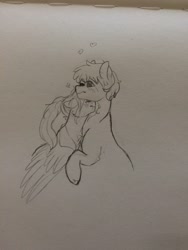 Size: 3264x2448 | Tagged: safe, artist:liefsong, imported from derpibooru, oc, oc only, oc:lief, pony, heart, neck nuzzle, nuzzling, shipping, traditional art