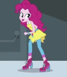 Size: 380x437 | Tagged: safe, imported from derpibooru, screencap, pinkie pie, dance magic, equestria girls, spoiler:eqg specials, dancing, female, looking at you, open mouth, smiling