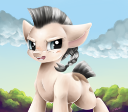 Size: 1600x1400 | Tagged: safe, artist:faline-art, imported from derpibooru, oc, oc only, oc:ride roughshod, pony, angry, female, filly, mohawk, solo