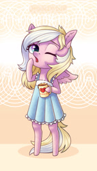 Size: 2058x3629 | Tagged: safe, artist:wirbel-wind, imported from derpibooru, oc, oc only, oc:bay breeze, anthro, arm hooves, clothes, coffee, messy mane, mug, nightgown, one eye closed, open mouth, sleepy, standing, yawn