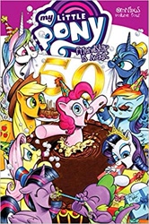 Size: 331x499 | Tagged: safe, artist:andypriceart, idw, imported from derpibooru, applejack, fluttershy, pinkie pie, princess celestia, princess luna, rainbow dash, rarity, spike, twilight sparkle, alicorn, dragon, pony, amazon.com, mane seven, mane six, my little pony logo, twilight sparkle (alicorn)