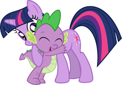 Size: 3573x2488 | Tagged: safe, artist:porygon2z, imported from derpibooru, spike, twilight sparkle, dragon, unicorn, owl's well that ends well, cute, simple background, spikabetes, transparent background, twiabetes, unicorn twilight, vector, vector trace