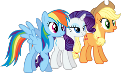 Size: 7235x4371 | Tagged: safe, artist:xhalesx, imported from derpibooru, applejack, rainbow dash, rarity, earth pony, pegasus, pony, unicorn, the show stoppers, .svg available, absurd resolution, applejack's hat, cowboy hat, female, hat, inkscape, mare, ponyscape, simple background, transparent background, trio, vector, vector trace