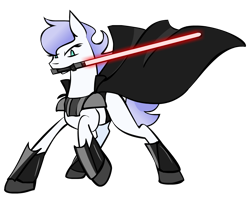 Size: 1220x1000 | Tagged: safe, artist:crowneprince, imported from derpibooru, oc, earth pony, pony, .ai available, cape, clothes, cosplay, costume, crossover, darth vader, lightsaber, mouth hold, shoes, simple background, star wars, transparent background, vector, weapon