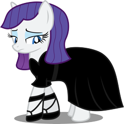 Size: 4424x4415 | Tagged: safe, artist:atomicmillennial, imported from derpibooru, rarity, pony, unicorn, suited for success, absurd resolution, alternate hairstyle, alternate universe, black dress, clothes, dress, female, mare, missing horn, simple background, solo, transparent background, vector