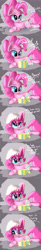 Size: 2300x14000 | Tagged: safe, artist:a8f12, artist:captainpudgemuffin, imported from derpibooru, pinkie pie, earth pony, pony, absurd resolution, beanie, blue eyes, blushing, comic, cute, diapinkes, female, fluffy, happy, hat, mare, offscreen character, present, reference, solo, vulgar