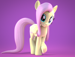 Size: 1600x1200 | Tagged: safe, artist:creatorofpony, artist:melodiousmarci, imported from derpibooru, fluttershy, pegasus, pony, 3d, blender, female, gradient background, solo