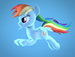 Size: 1600x1200 | Tagged: safe, artist:creatorofpony, artist:melodiousmarci, imported from derpibooru, rainbow dash, pegasus, pony, 3d, blender, female, gradient background, solo