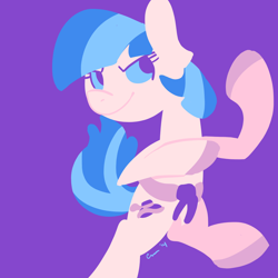 Size: 1000x1000 | Tagged: safe, artist:rivalcat, imported from derpibooru, coco pommel, pony, bipedal, female, karate, purple background, simple background, solo